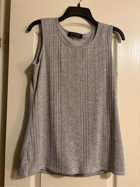 Kasper Gray Textured Sleeveless Shell Top Size Medium